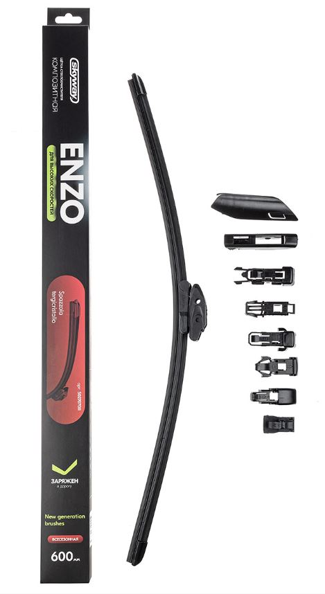 Щетка ст/очист. композит. SKYWAY Enzo 8 адаптеров для 12 типов крепл. в коробке 60см/24