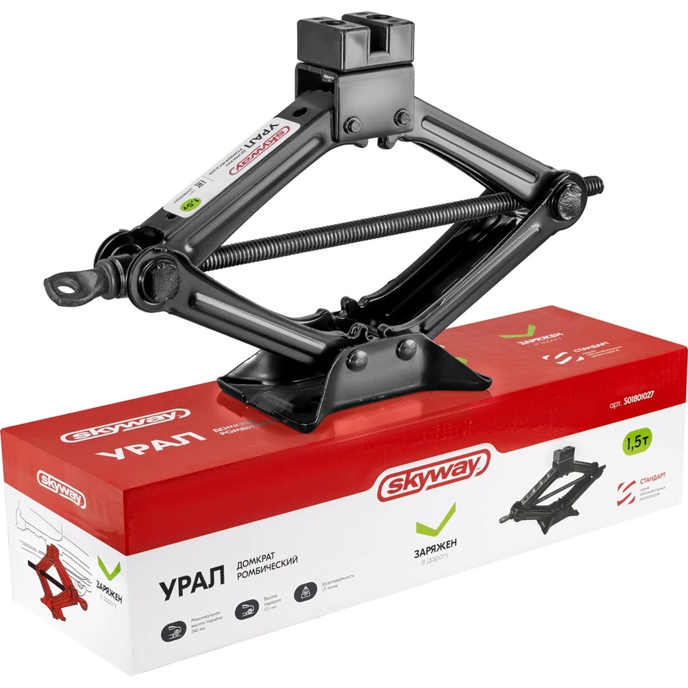 Домкрат мех. ромб. 1,5т h 105-340 SKYWAY S01801027